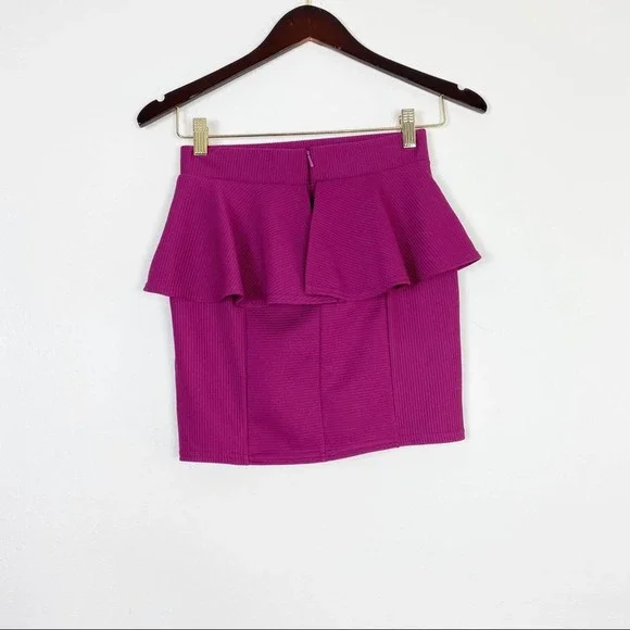 Topshop Peplum Purple Mini Skirt Elastic waist Cute Stylish Summer Casual  Size4 - Picture 4 of 6